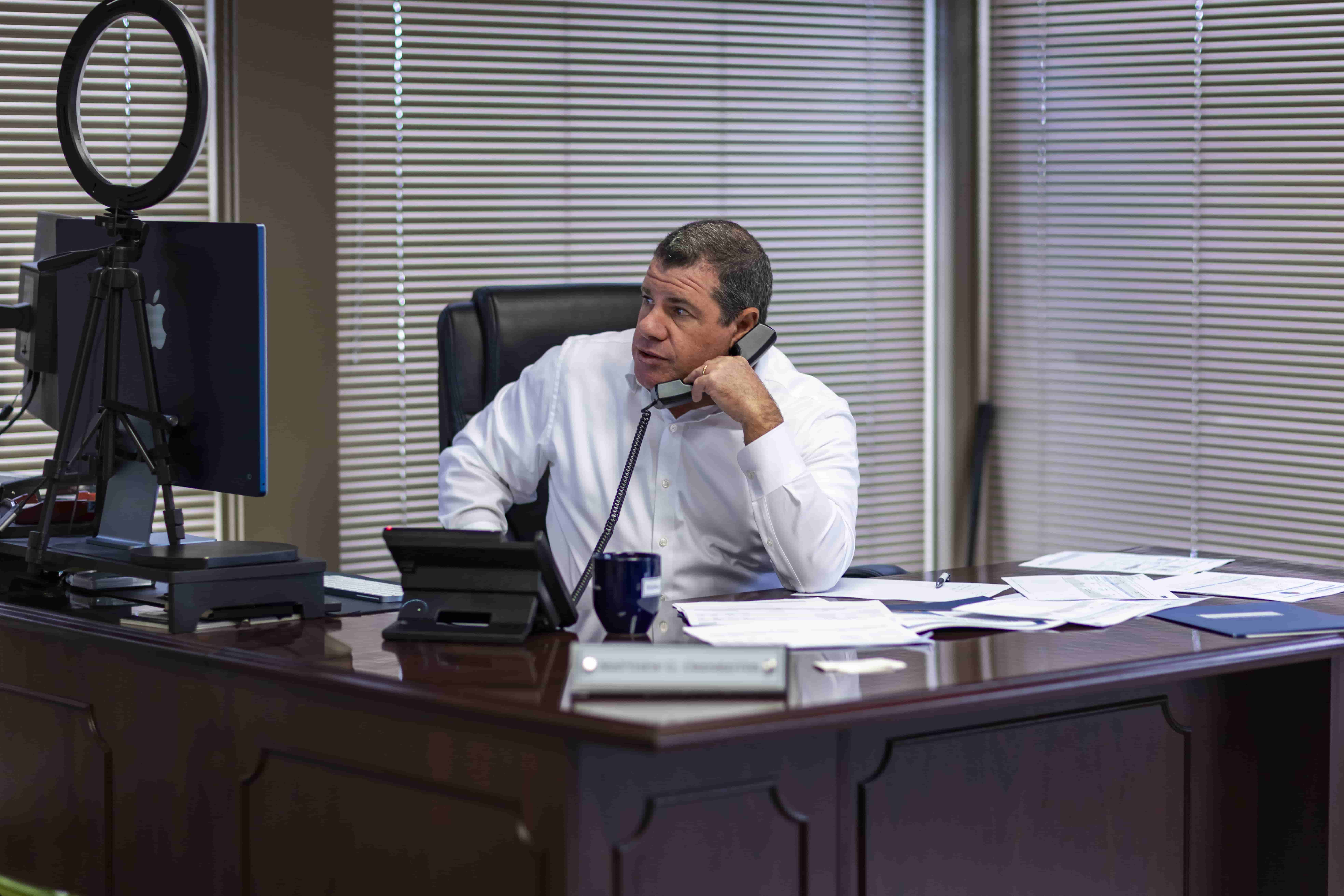 Matthew's talking through the telephone